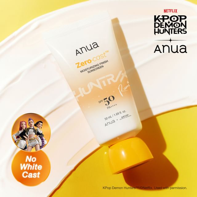 Anua Zero-Cast Moisturizing Finish Sunscreen Kpop Demon Hunters Collaboration